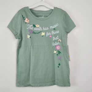 Peek graphic t shirt girl sz 8 green Earth has music for those that listen New